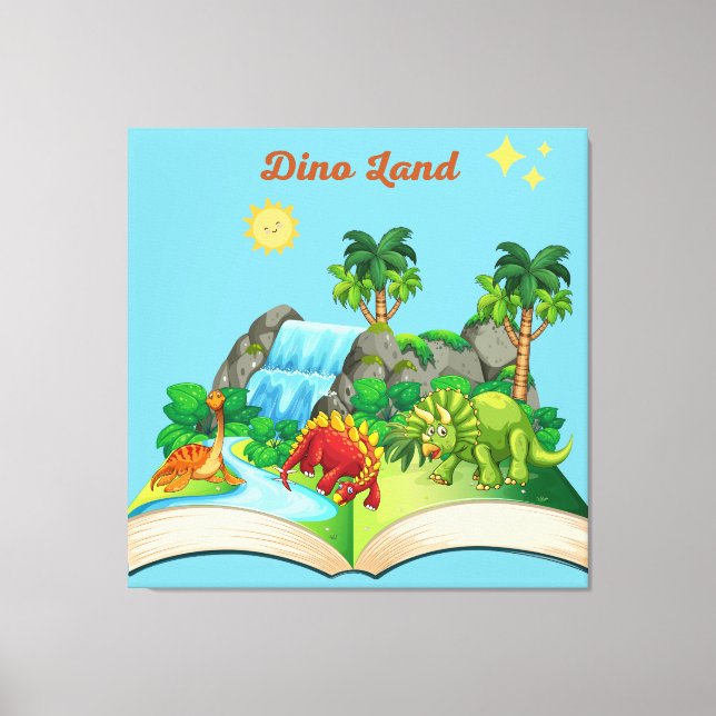 Dino Land-läsning är roligt popup bok Canvastryck (Framsida)