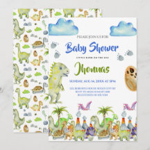Dino lilla rawr baby shower inbjudan