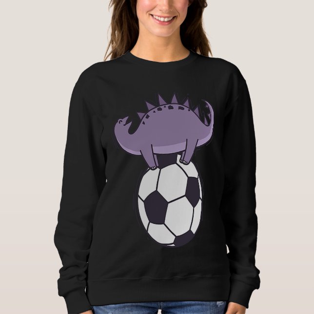 Dino loves Soccer Dinosaur Reptile T Shirt (Framsida)