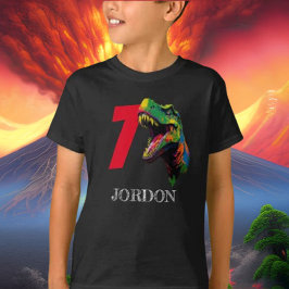 Dino Lycklig 7:e Birthday T Shirt