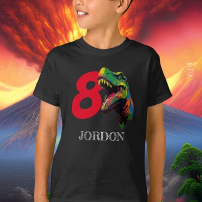 Dino Lycklig 8:e födelsedagen T Shirt (Bring your dream party to life with our selection of quality Dinosaur themed party supplies )