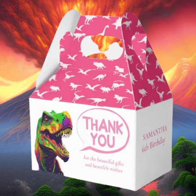 Dino Lycklig Rosa Girl-favoritruta Presentaskar (Bring your dream party to life with our selection of quality Dinosaur themed party supplies )