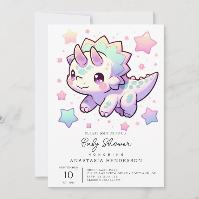 Dino Majestic Dinosaur Baby Shower Inbjudningar (Framsida)