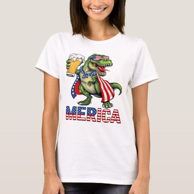Dino "Merica Fjärde juli-Roligten T Shirt (Framsida)