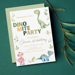 Dino-mite 1:a födelsedag party inbjudningar