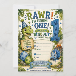Dino-Mite 1-års inbjudan