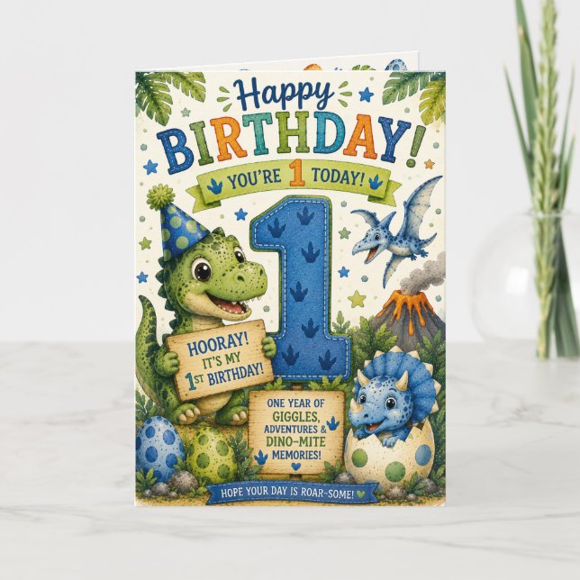Dino-Mite 1-årsdag  Kort (Framsida)