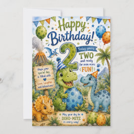 Dino-Mite 2-års födelsedags kort