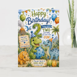 Dino-Mite 2-års födelsedags kort