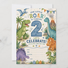 Dino-Mite 2-årsfest Inbjudningar