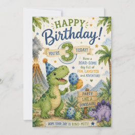 Dino-Mite 3-års födelsedags kort
