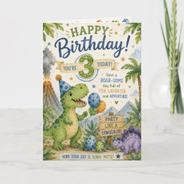 Dino-Mite 3-års födelsedags kort