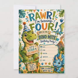 Dino-Mite 4-års inbjudan