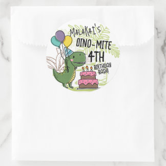 Dino-Mite Barn Födelsedagsfest Dinosaur Runt Klistermärke