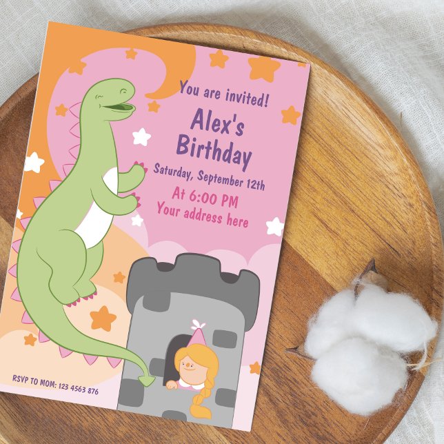 Dino-mite Birthday Bash! Handdränkt dosinosaur Inbjudningar (Dino-mite Birthday Bash Hand-Drawn Dinosaur Invitation)