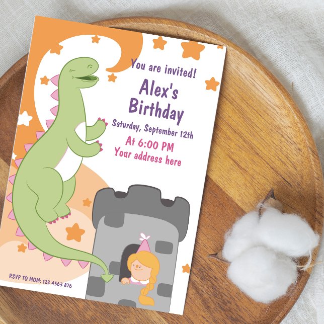 Dino-mite Birthday Bash! Handdränkt dosinosaur Inbjudningar (Dino-mite Birthday Bash Hand-Drawn Dinosaur Invitation)