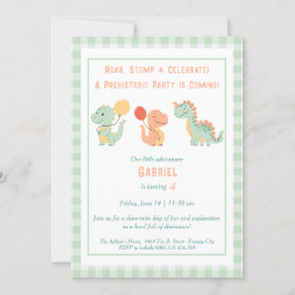 Dino-Mite Birthday bjudande - Roar, Stomp & Cele Inbjudningar
