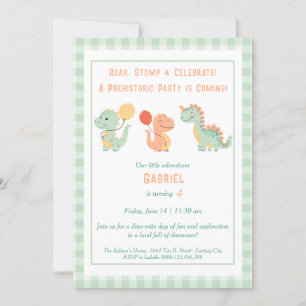 Dino-Mite Birthday bjudande - Roar, Stomp & Cele Inbjudningar