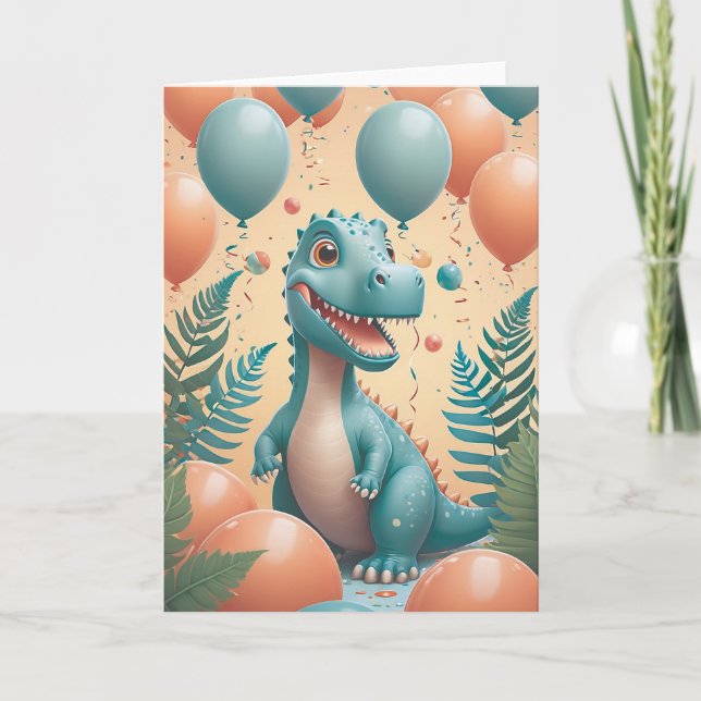 Dino-Mite Birthday Roar in Cool Mint Kort (Framsida)
