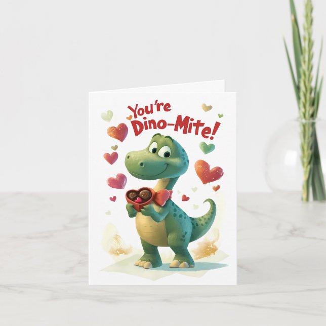 Dino-mite Child's Valentine Day Card Helgkort (Framsida)