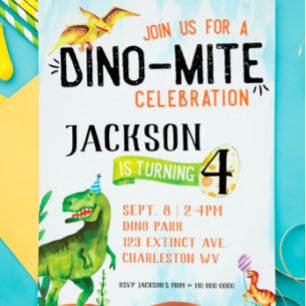 Dino-Mite Dinosaur Birthday-inbjudan Inbjudningar
