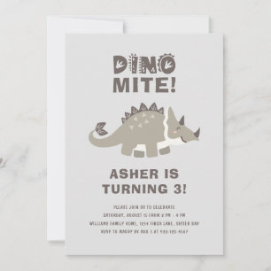Dino Mite Dinosaur-Födelsedagsfest Inbjudningar