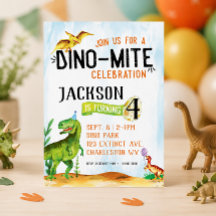 Dino-Mite Dinosaur Födelsedagsinbjudan