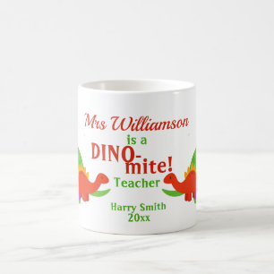 Dino-mite Dinosaur Teacher-uppskattning Kaffemugg