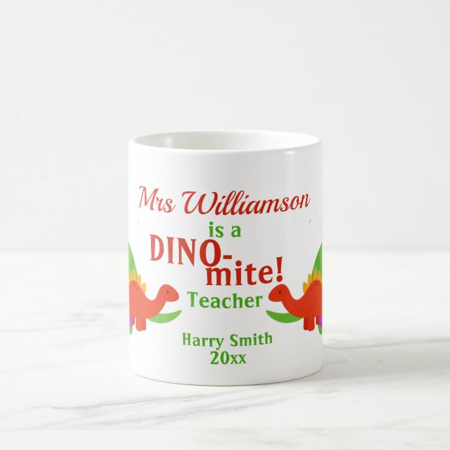 Dino-mite Dinosaur Teacher-uppskattning Kaffemugg (Center)