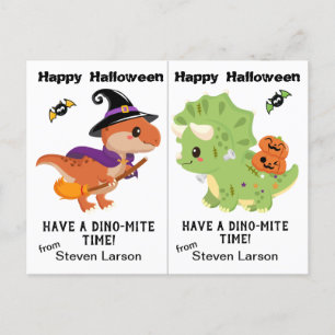 Dino-Mite Dinosaurs School Party Halloween Card Vykort
