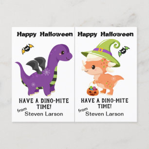 Dino-Mite Dinosaurs School Party Halloween Card Vykort