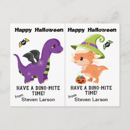 Dino-Mite Dinosaurs School Party Halloween Card Vykort