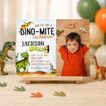 Dino-Mite Foto Dinosaurie Födelsedagsinbjudan