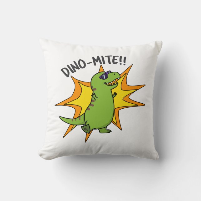 Dino-mite Funny TRex Dinosaur Pun Kudde (Framsida)