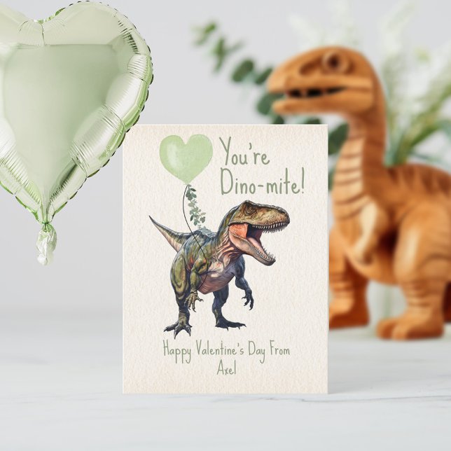 Dino-mite Grön Dinosaurie Valentine Foto Vykort (Skapare uppladdad)