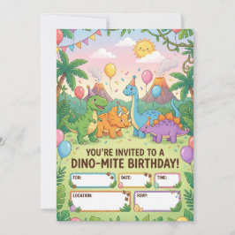 Dino-Mite Kids Birthday Party Invitation Inbjudningar