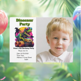 Dino-Mite Monster Lastbil Birthday Bash Inbjudningar