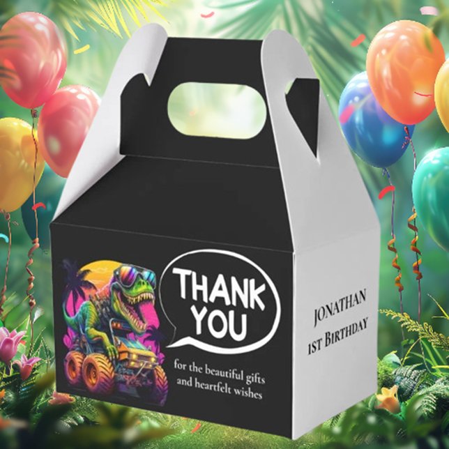 Dino-Mite Monster lastbil party Presentaskar (Make your celebration unforgettable—join the dino-mite fun now!)
