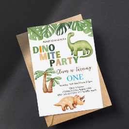Dino-mite party 1:a födelsedag inbjudningar