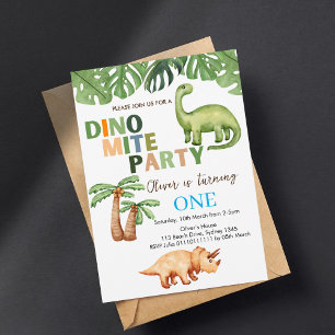 Dino-mite party 1:a födelsedag inbjudningar