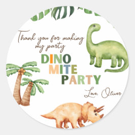 Dino-mite party barns födelsedag runt klistermärke