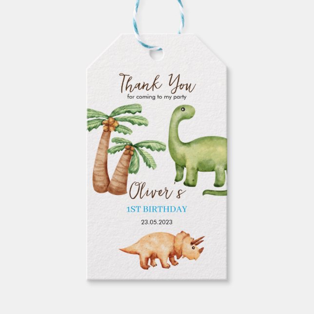 Dino-mite t-rex födelsedagsfest presentetikett (Framsidan)