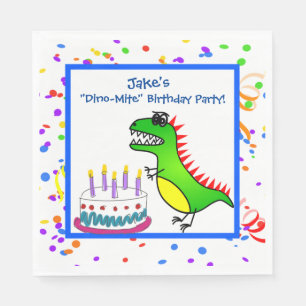 Dino-Mite Time Dinosaur and Cake Födelsedagsfest Pappersservett