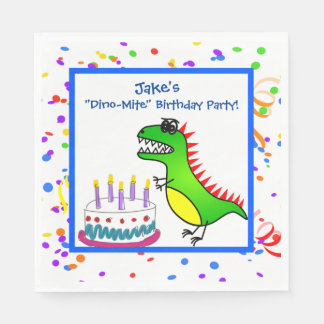 Dino-Mite Time Dinosaur and Cake Födelsedagsfest Pappersservett