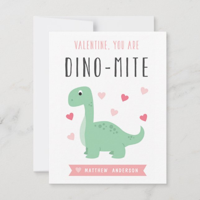 Dino-Mite Valentine Day Card Julkort (Framsida)