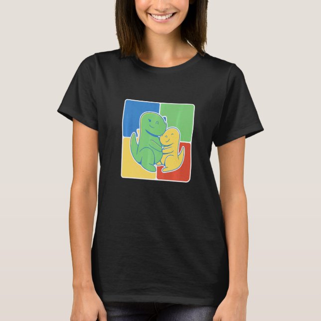 Dino Moderskap Autism T Shirt (Framsida)