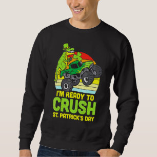 Dino Monster Lastbil Redo Crush St patricks day To Lång Ärmad Tröja