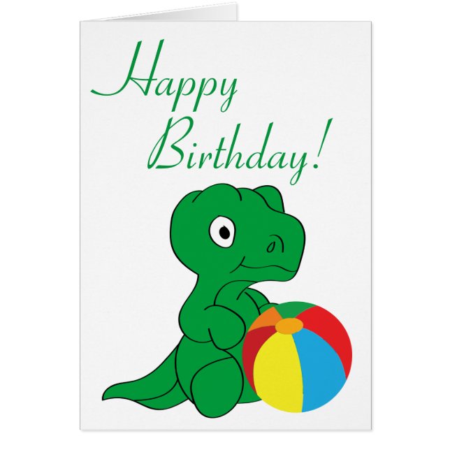 Dino och boll hälsningskort (Framsidan)
