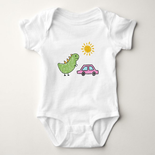 Dino och Rosa Car T Shirt (Framsida)