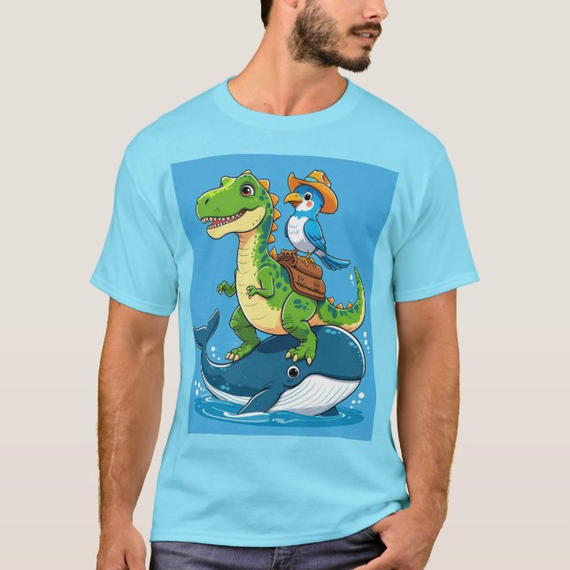 Dino och Whale Äventyr T Shirt (Framsida)